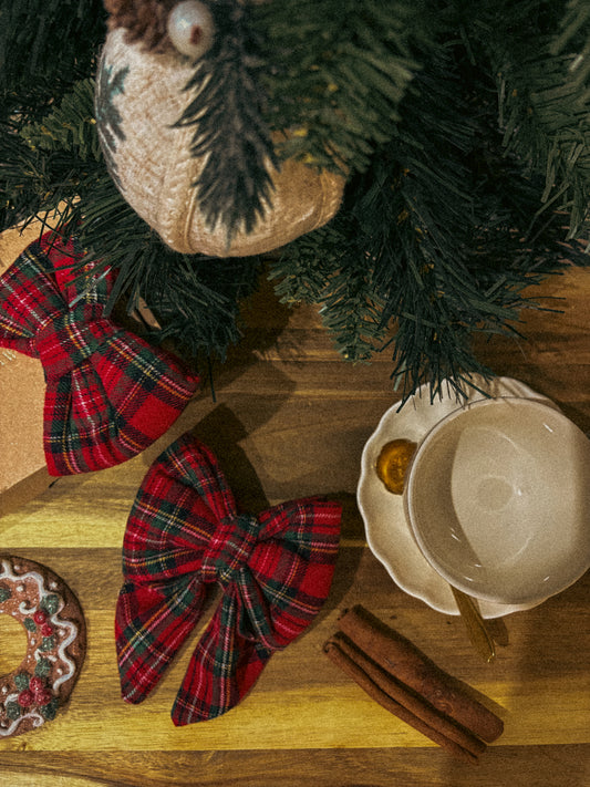 CLASSIC RED TARTAN SAILOR BOW